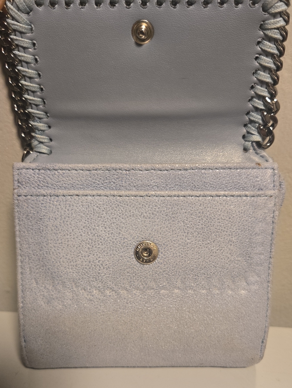 Stella McCartney light gray/blue mini chain-trim wallet - Picture 11 of 14